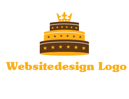 triple layer cake logo with crown