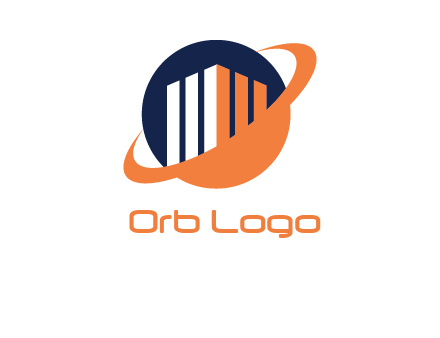 swoosh around abstract building in circle construction logo