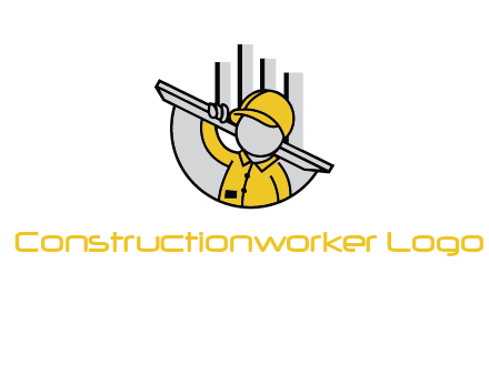 construction worker carrying plank logo icon