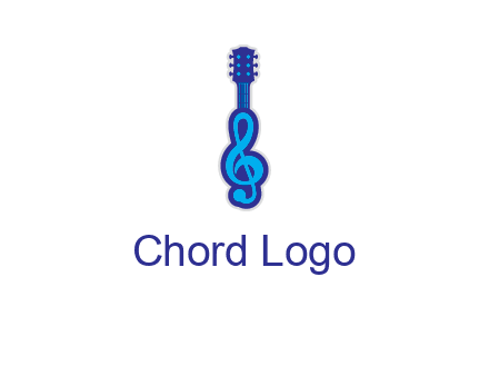 guitar with music notes logo
