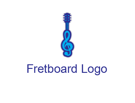guitar with music notes logo