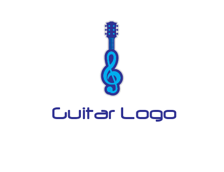 guitar with music notes logo