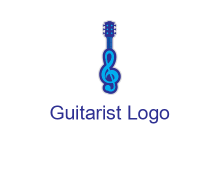 guitar with music notes logo