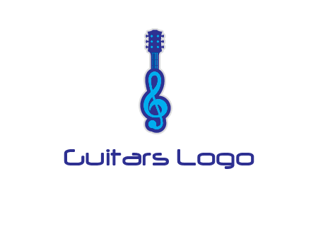 guitar with music notes logo