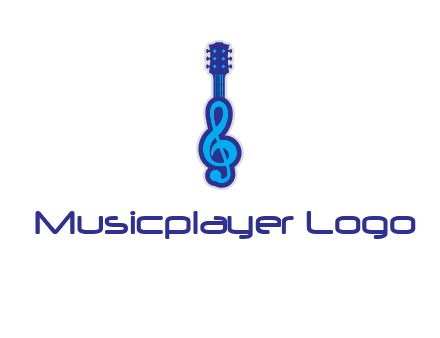 guitar with music notes logo