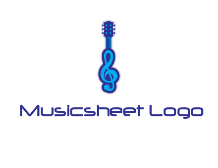 guitar with music notes logo