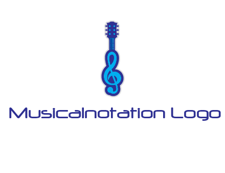 guitar with music notes logo