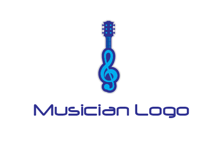 guitar with music notes logo