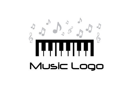 piano icon with music notes