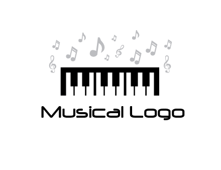 piano icon with music notes