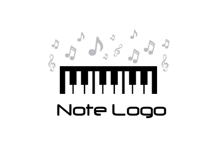 piano icon with music notes