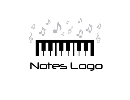 piano icon with music notes