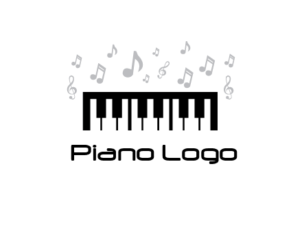 piano icon with music notes