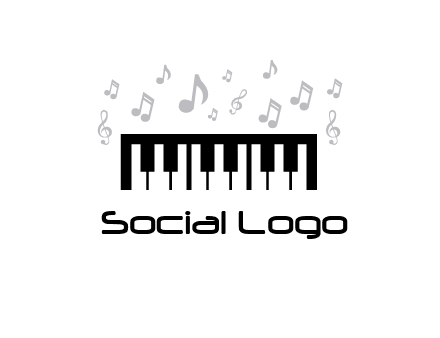 piano icon with music notes