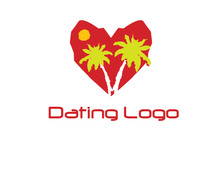 palm tree in heart logo