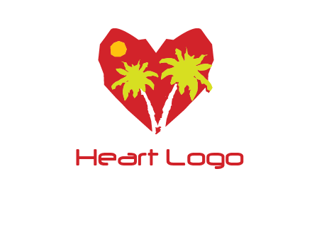 palm tree in heart logo