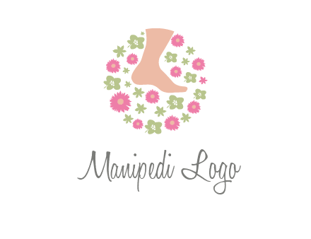 flowers and foot in circle spa logo