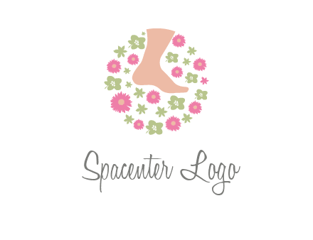 flowers and foot in circle spa logo