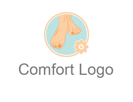 manicured feet and flower in circle spa logo