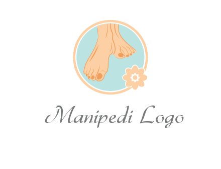 manicured feet and flower in circle spa logo