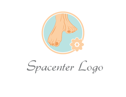 manicured feet and flower in circle spa logo