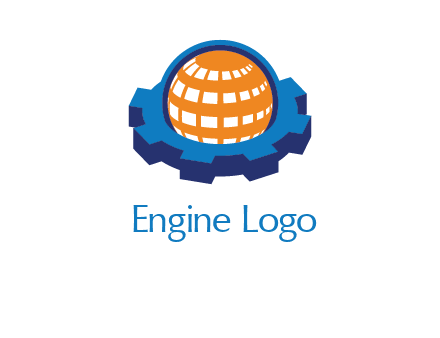 globe in center of gear engineering logo