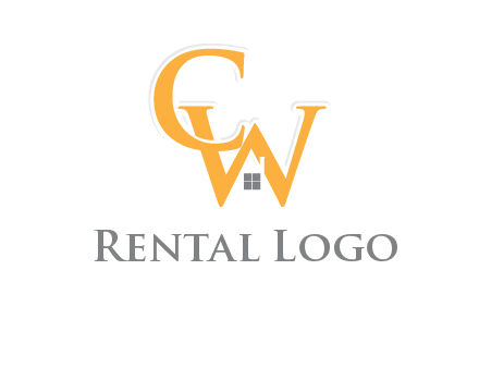 Letter CW with roof and window logo