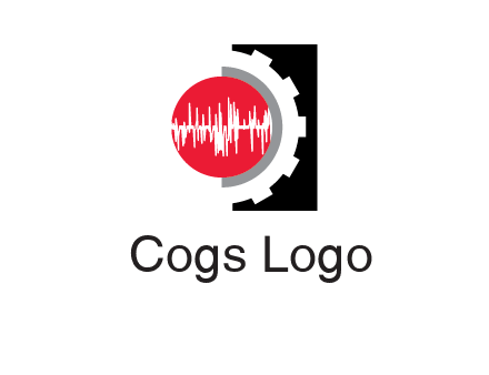 sound waves in circle and gear logo