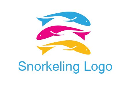 colorful fishes on top of each other printing logo