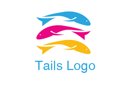 colorful fishes on top of each other printing logo