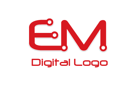 Letters EM with Digital wire logo