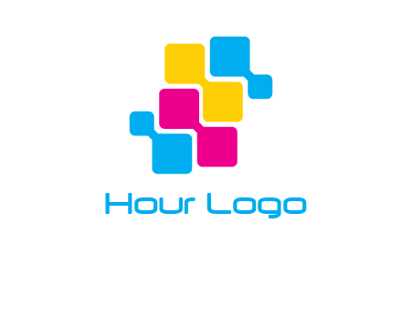 CMYK pixels stack printing logo