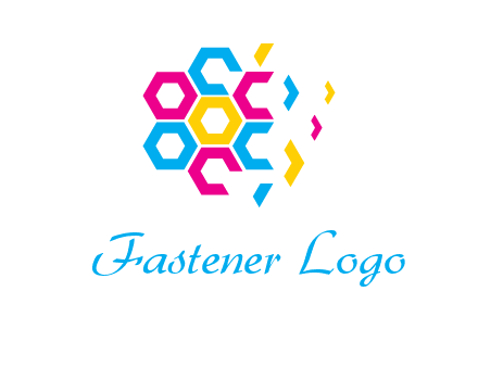 CMYK hexagon in flower shape printing logo