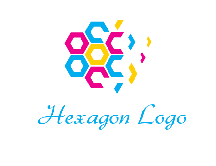 CMYK hexagon in flower shape printing logo