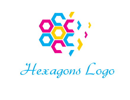 CMYK hexagon in flower shape printing logo