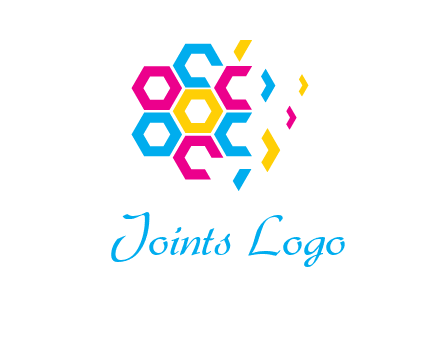 CMYK hexagon in flower shape printing logo