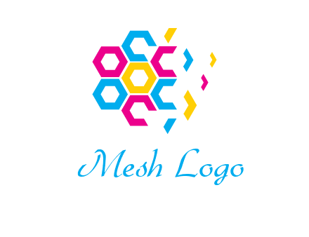 CMYK hexagon in flower shape printing logo