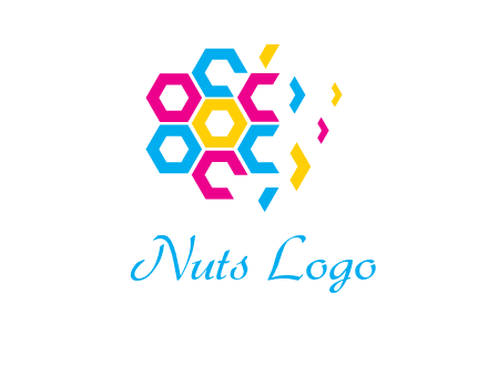 CMYK hexagon in flower shape printing logo