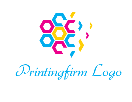 CMYK hexagon in flower shape printing logo