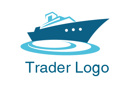 yacht with waves travel logo