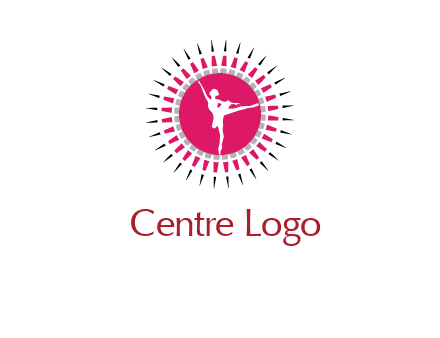 dancing ballerina in fancy pointy circle arts logo icon