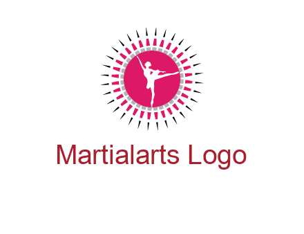 dancing ballerina in fancy pointy circle arts logo icon