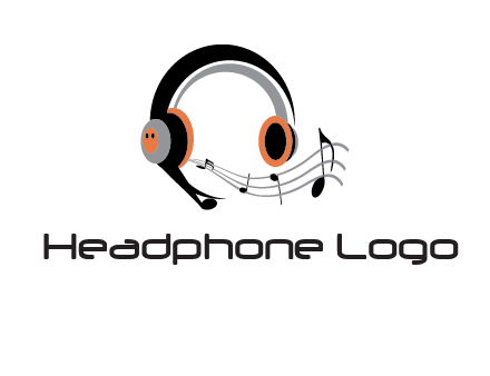 music notes flowing out of headphones entertainment logo