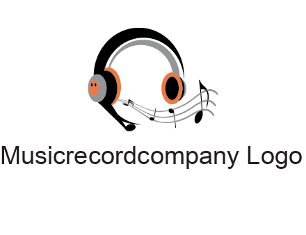 music notes flowing out of headphones entertainment logo