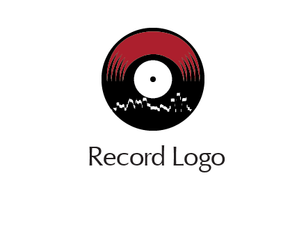 zigzag lines on music record logo illustration