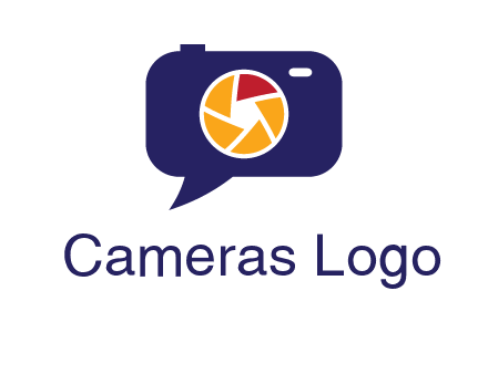 camera as speech bubble with shutter photography logo