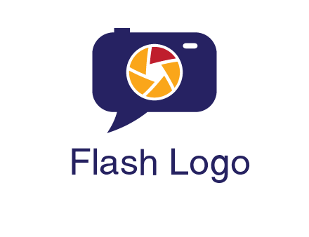 camera as speech bubble with shutter photography logo