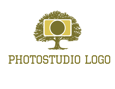 rectangle camera and tree photography logo