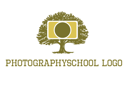 rectangle camera and tree photography logo