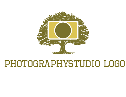 rectangle camera and tree photography logo